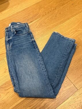 Frame Denim Blue High-Rise Straight-Leg Jeans